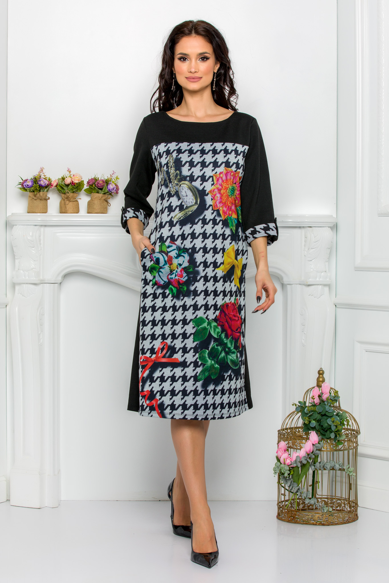 Rochie Neagra de zi cu croi lejer Selma