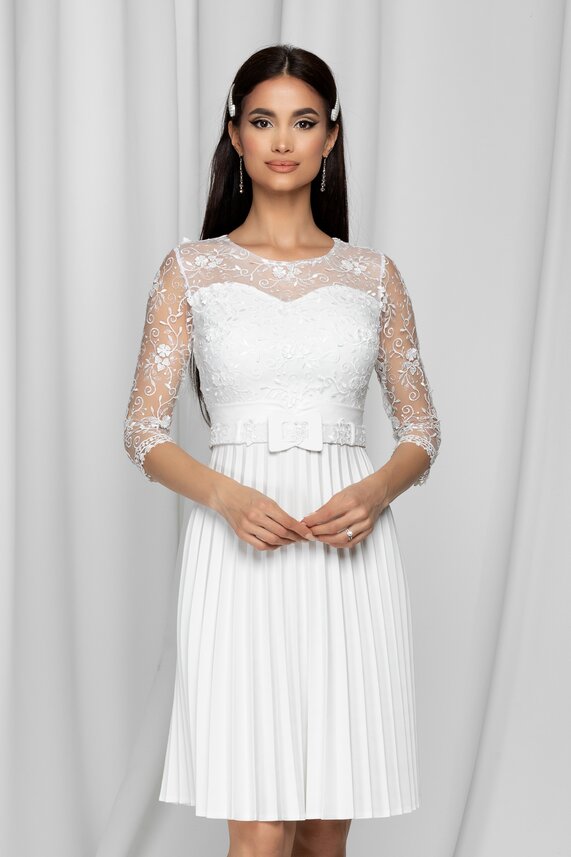 Rochie de cununie civila alba eleganta cu decolteu in forma de inima Rihana