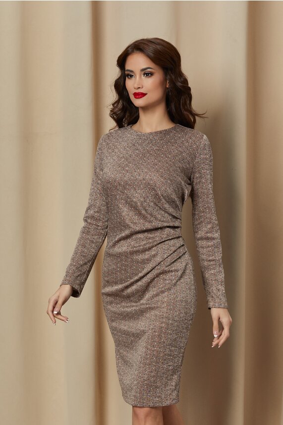 Rochie bej office midi     Dy Fashion