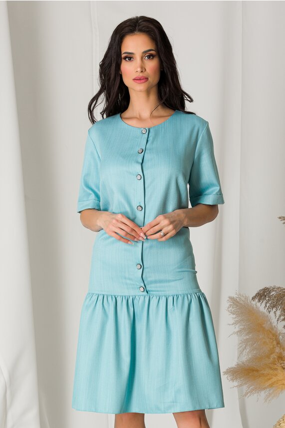 Rochie bleu lejera cu design cochet     Dara