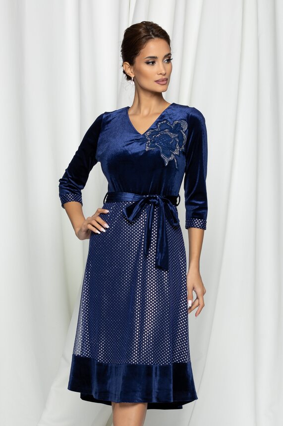 Rochie bleumarin eleganta midi     Anisia