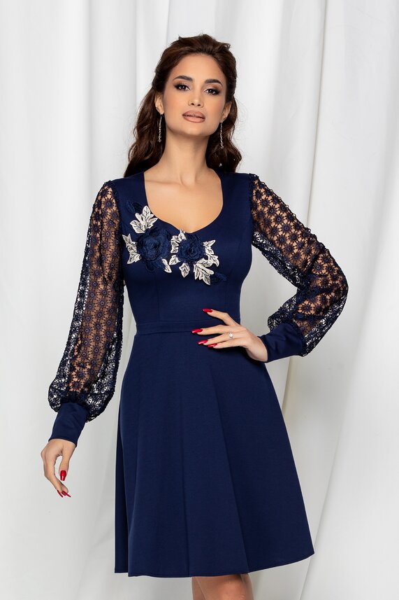 Rochie bleumarin eleganta midi     Ella Collection Carolina