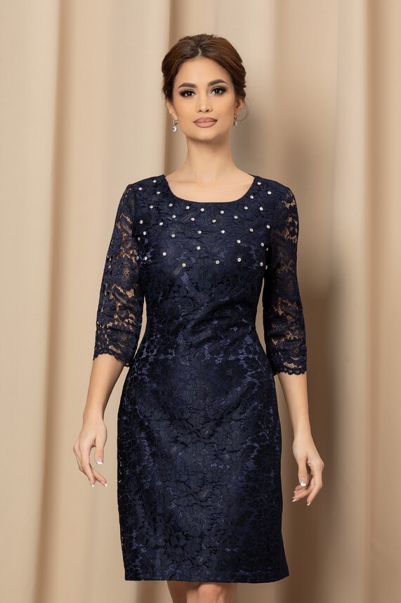 Rochie bleumarin eleganta midi     Ines