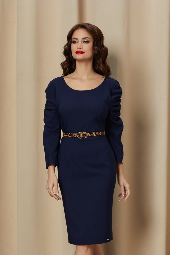 Rochie bleumarin eleganta pana la genunchi     Livia