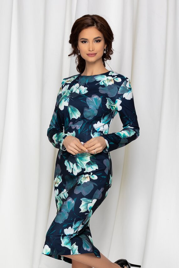 Rochie bleumarin office de toamna     Dy Fashion