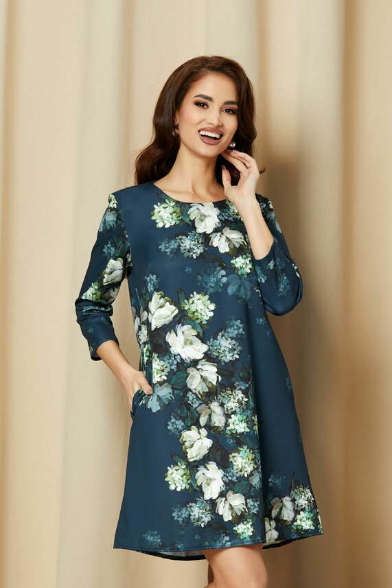 Rochie bleumarin office midi     Lori