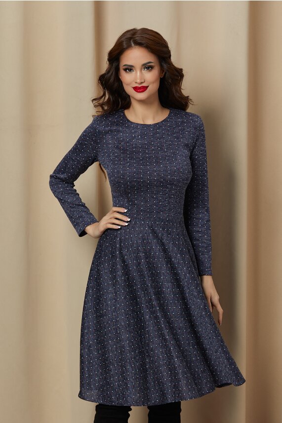 Rochie bleumarin office pana la genunchi     Dy Fashion