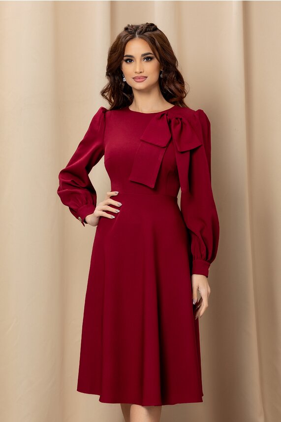 Rochie bordo eleganta cu decolteu oval     Dy Fashion