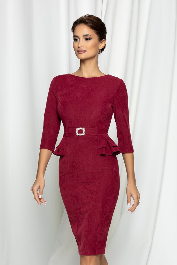 Rochie bordo eleganta cu peplum stralucitoare    MBG