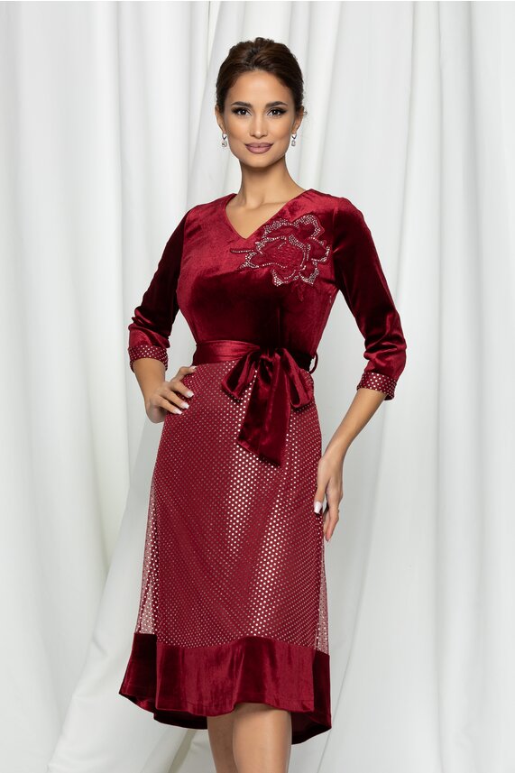 Rochie bordo eleganta midi     Anisia