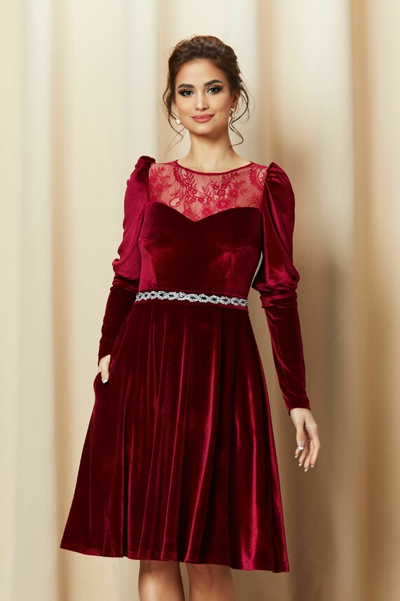 Rochie bordo eleganta midi     MBG