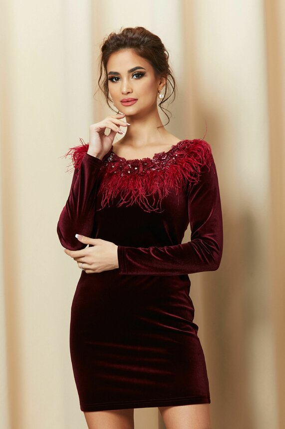 Rochie bordo eleganta scurta     LaDonna