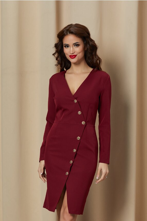 Rochie bordo eleganta tip sacou     Dy Fashion