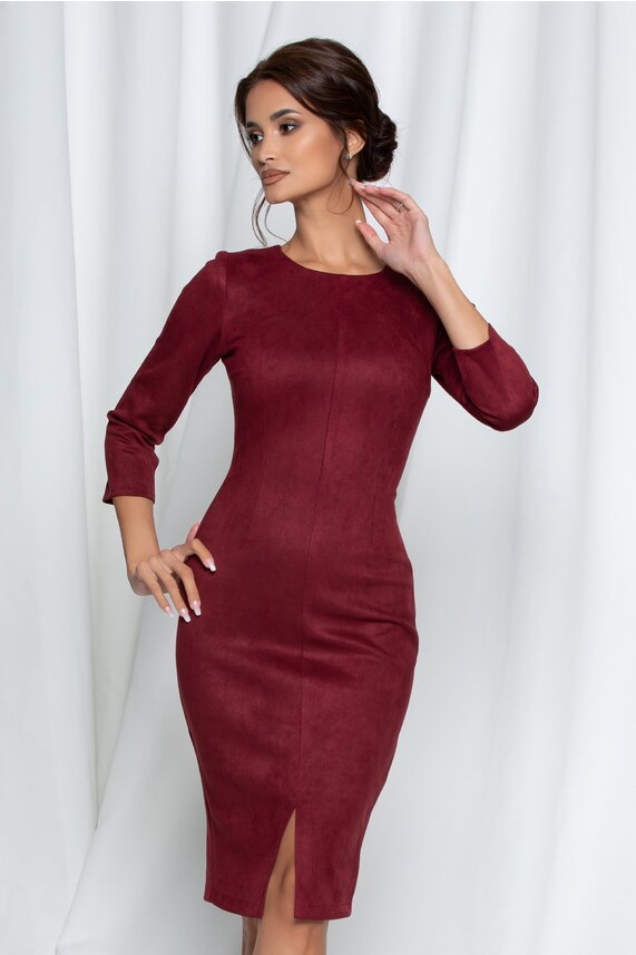 Rochie bordo office din piele     Moze