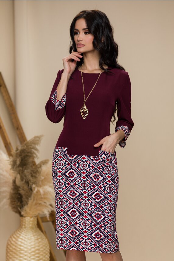 Rochie bordo versatila pentru birou     Ranya