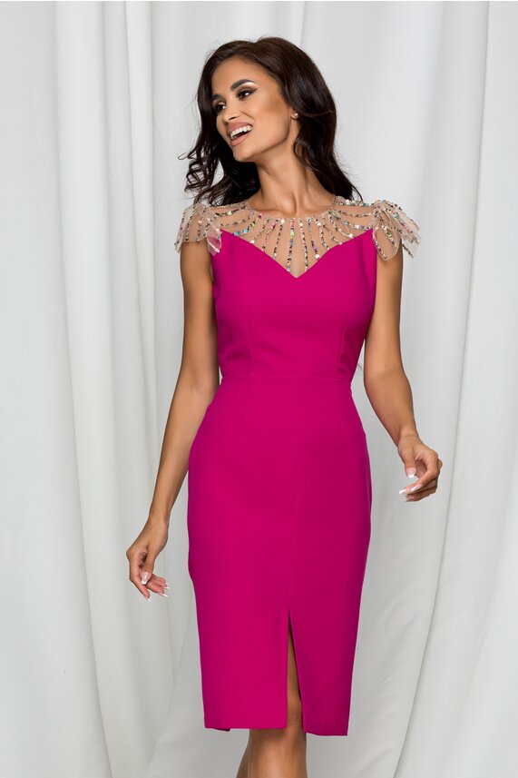 Rochie fucsia eleganta cu paiete     Moze