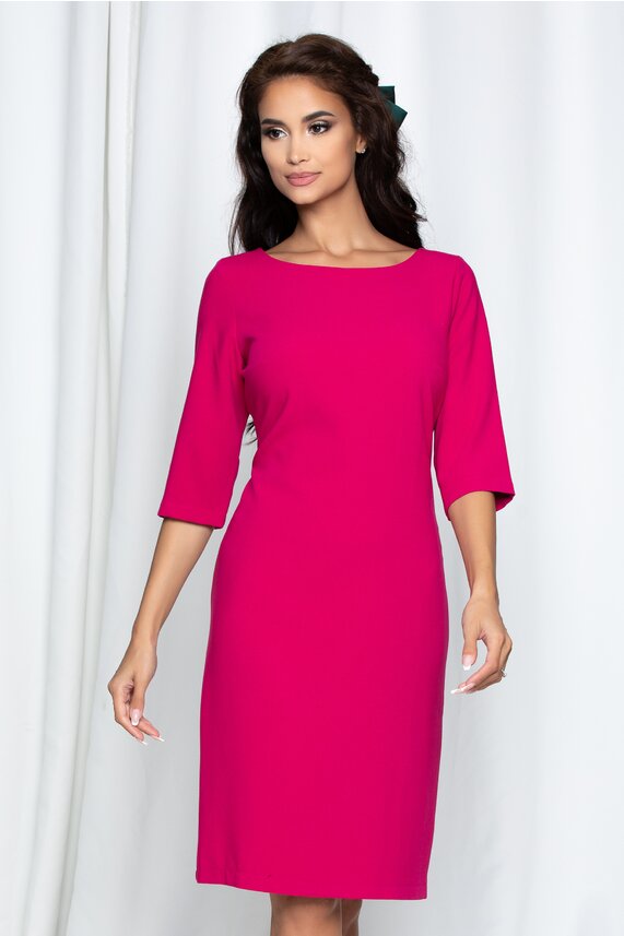 Rochie fucsia office midi cu captuseala pe interior Daria