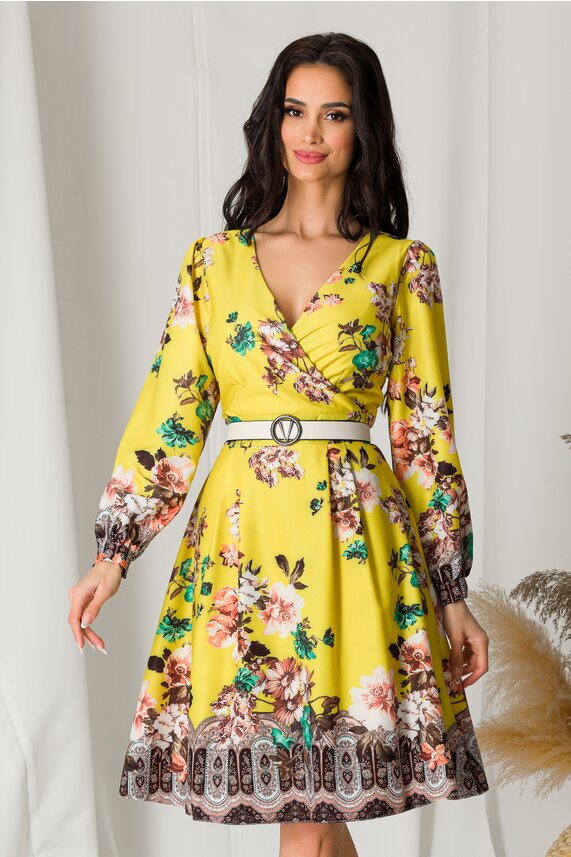 Rochie galbena pentru birou de party eleganta    Melly