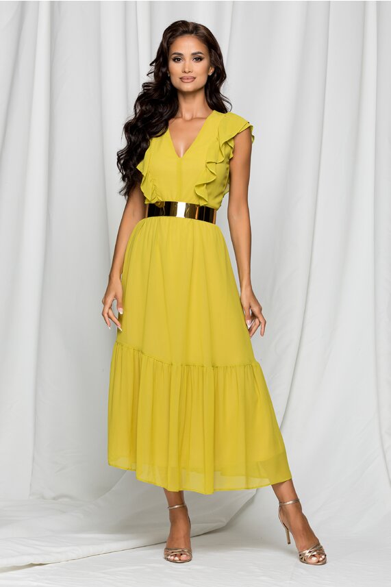 Rochie lime eleganta din voal     Dy Fashion jessica