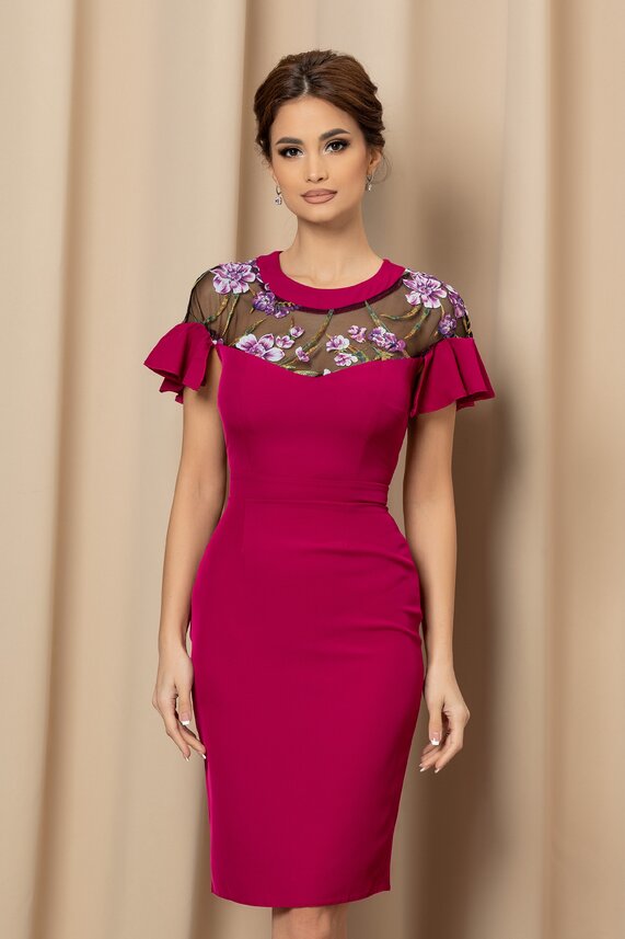 Rochie magenta eleganta cu flori     Moze