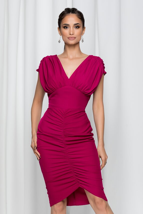 Rochie magenta eleganta cu fronseuri     Moze