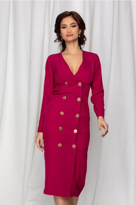 Rochie magenta midi eleganta tip sacou    Dy Fashion