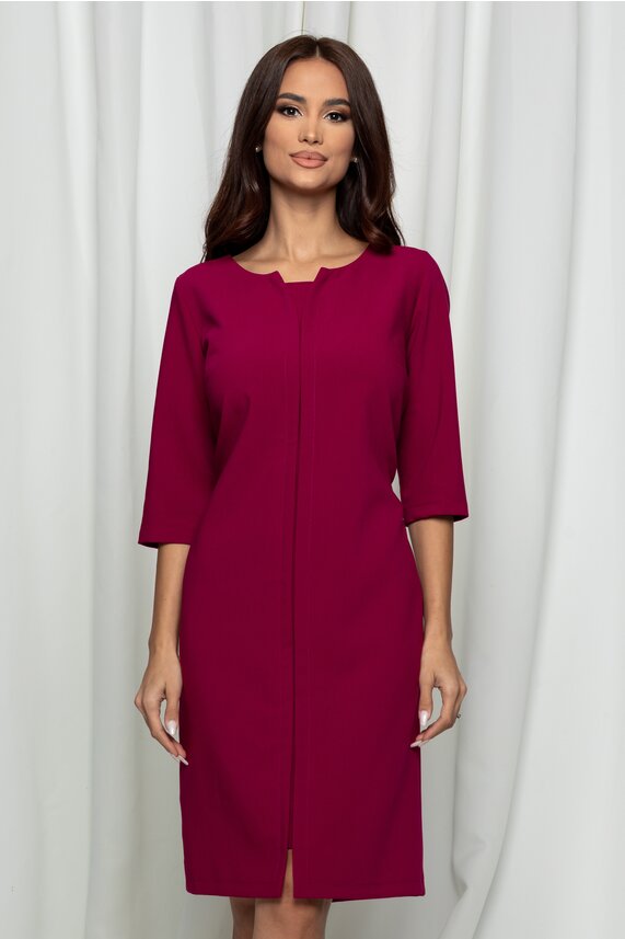 Rochie magenta office simpla si decupaj fals pe fata    Lorena