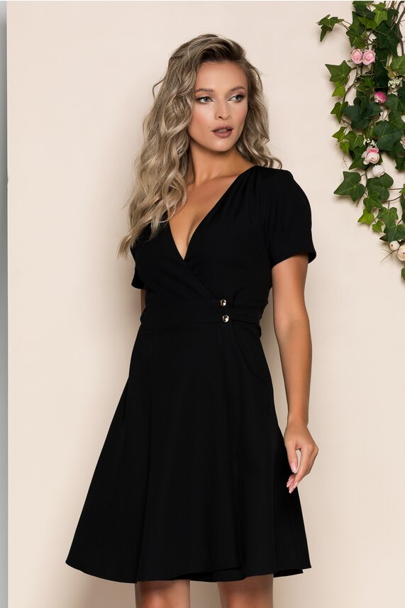 Rochie de nunta neagra accesorizata cu maneci scurte     Georgia