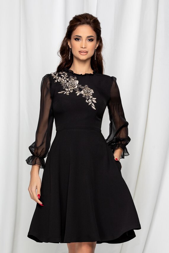 Rochie neagra eleganta cu buzunare     MBG