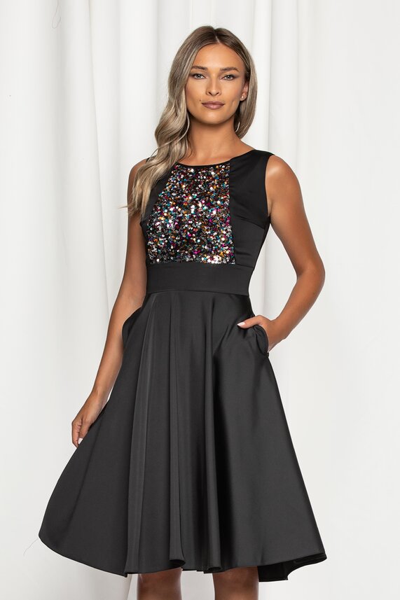 Rochie neagra eleganta cu paiete     Moze