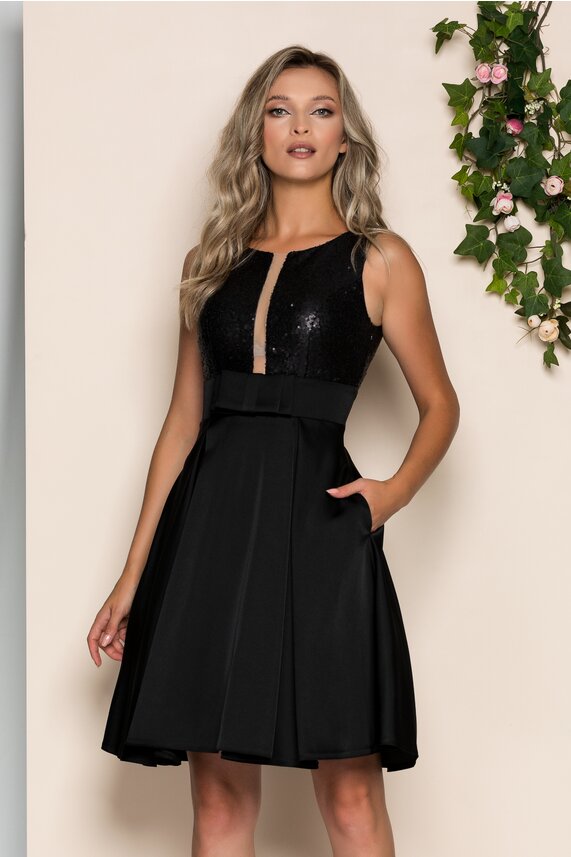 Rochie neagra eleganta cu paiete     Sabrina