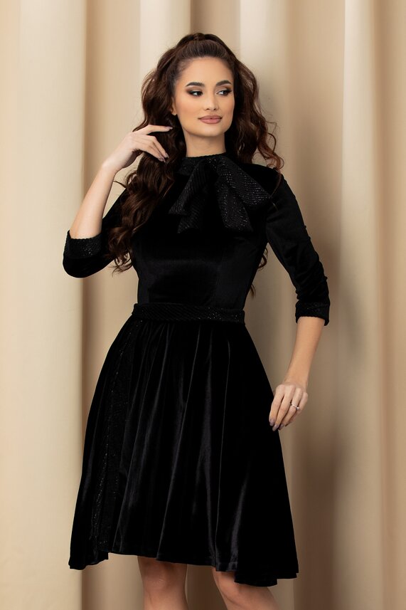 Rochie neagra eleganta din catifea     MBG