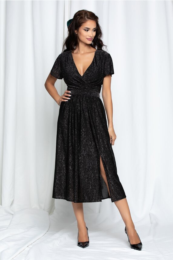 Rochie neagra eleganta din lurex     Moze