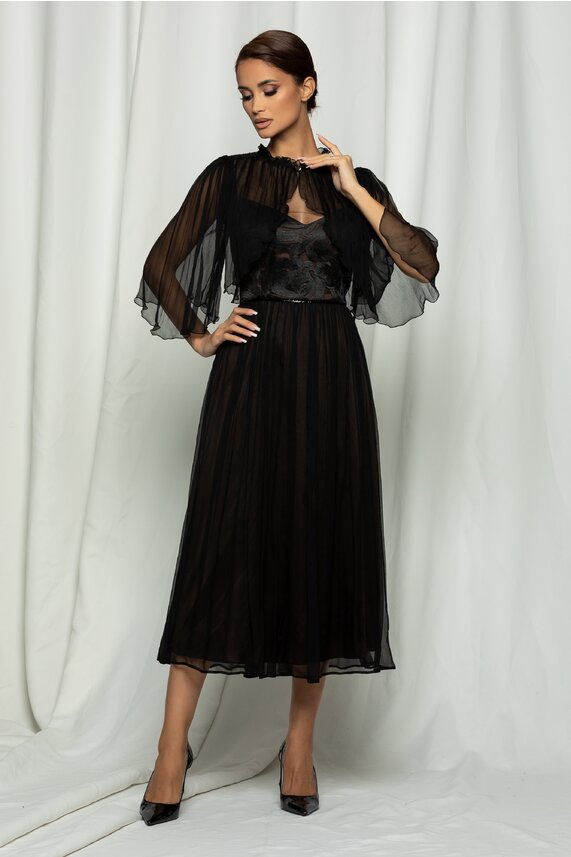 Rochie neagra eleganta din matase     Leonard Collection