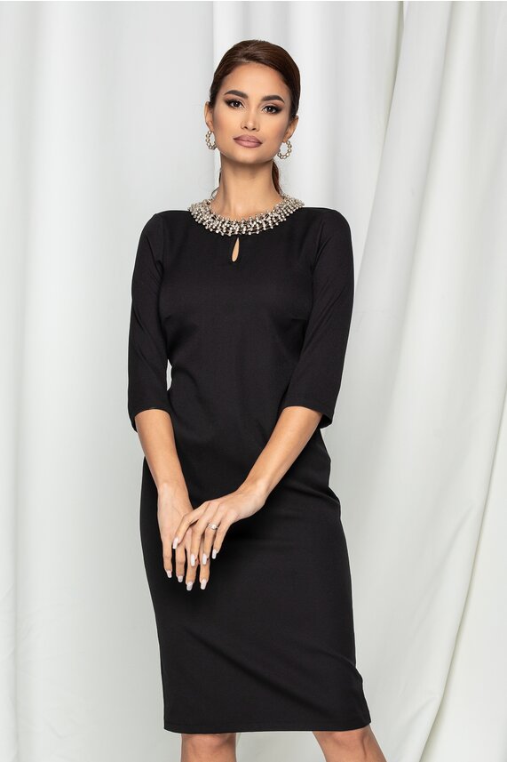 Rochie neagra eleganta midi     Anastasia