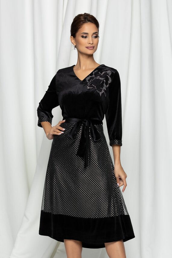 Rochie neagra eleganta midi     Anisia