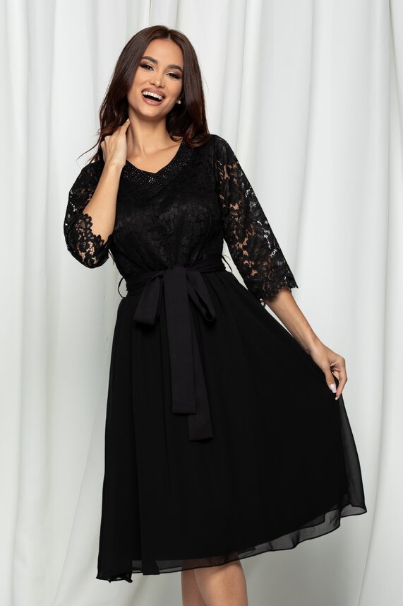 Rochie neagra eleganta midi     Luana