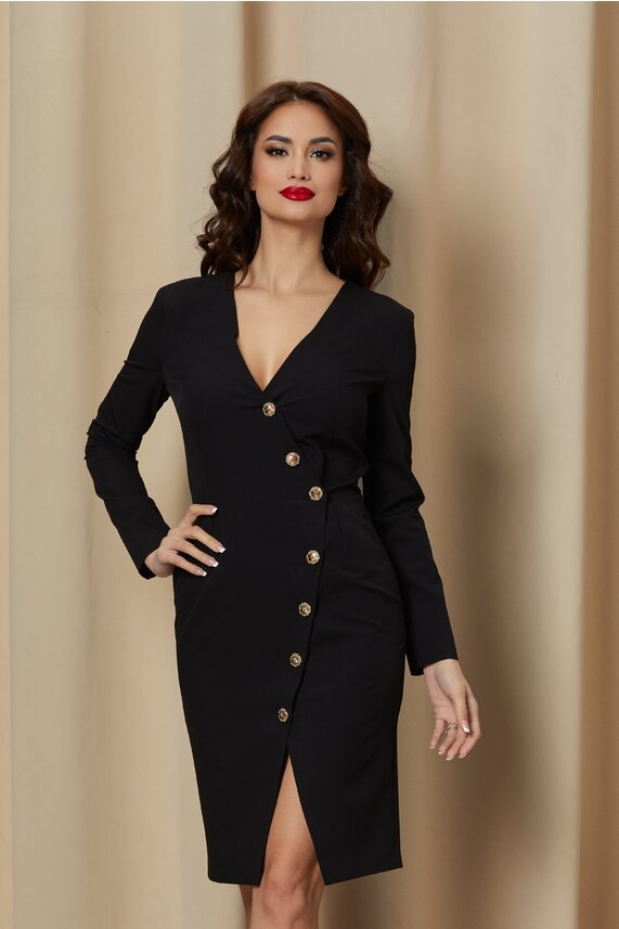 Rochie neagra eleganta tip sacou     Dy Fashion