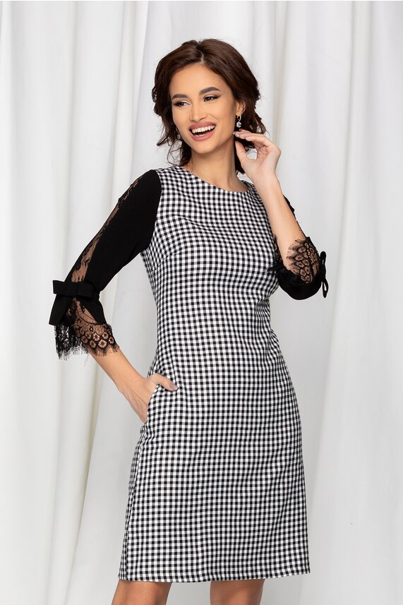 Rochie neagra office cu fundite si maneci    MBG