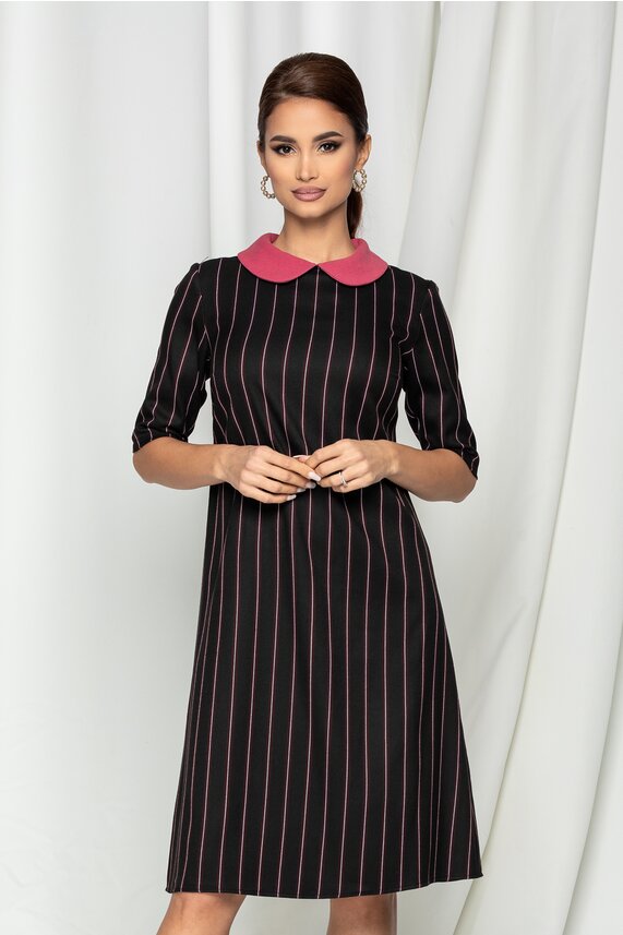 Rochie neagra office cu guler     Olivia