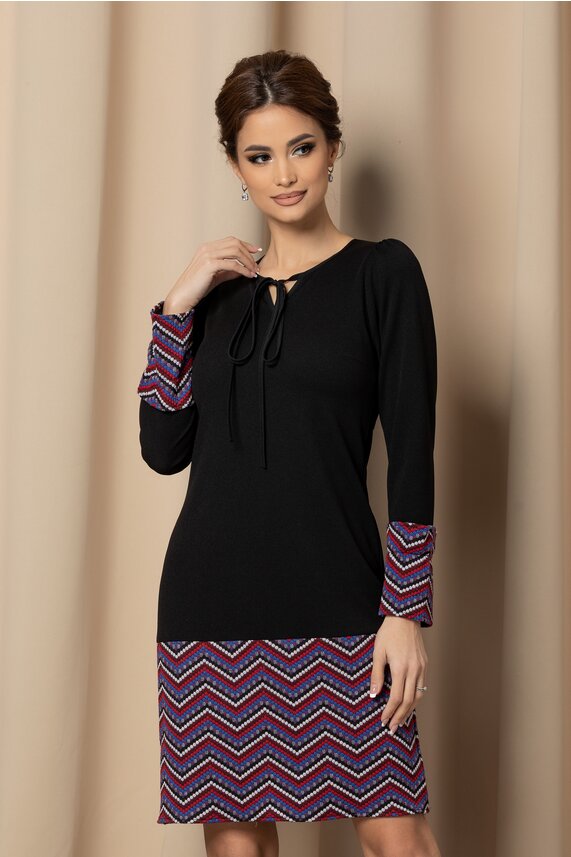 Rochie neagra office cu imprimeuri     Moze