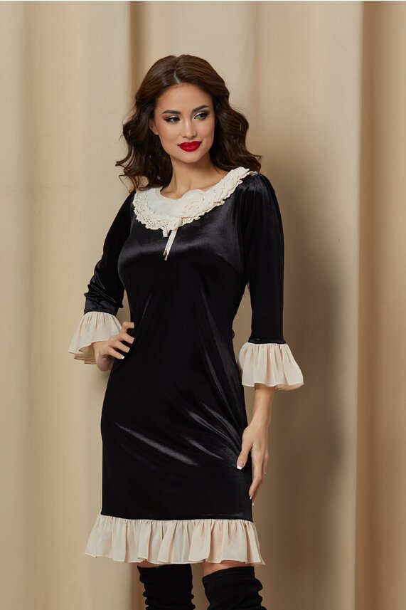 Rochie neagra scurta eleganta si design    LaDonna