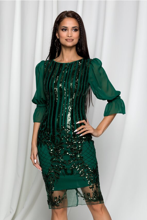 Rochie verde de seara cu paiete     MBG