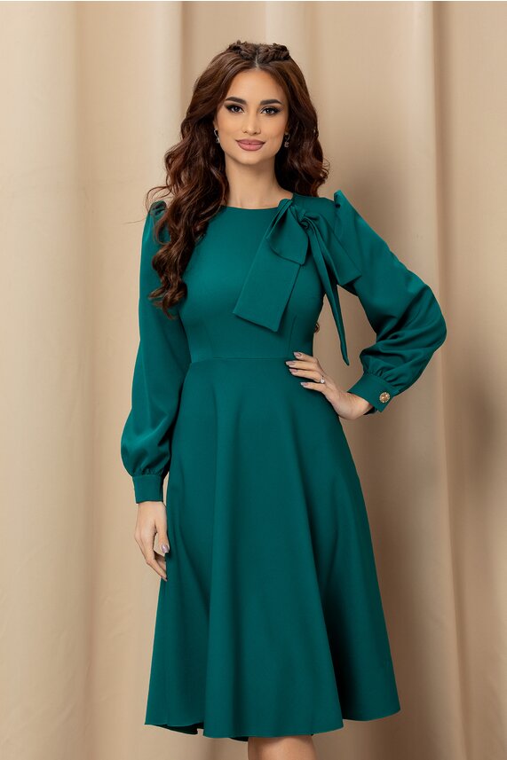 Rochie verde eleganta cu decolteu oval     Dy Fashion