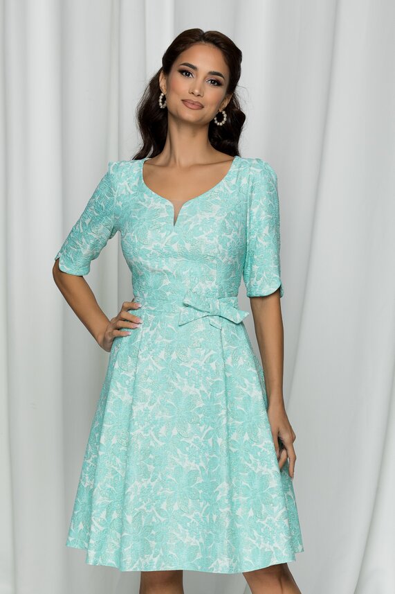 Rochie de vara verde eleganta cu decolteu rotund     Vivi