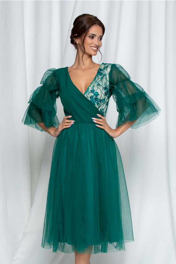 Rochie verde eleganta din tulle     Dy Fashion Carisa