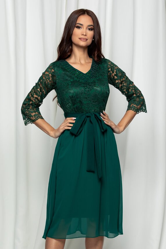 Rochie verde eleganta midi     Luana