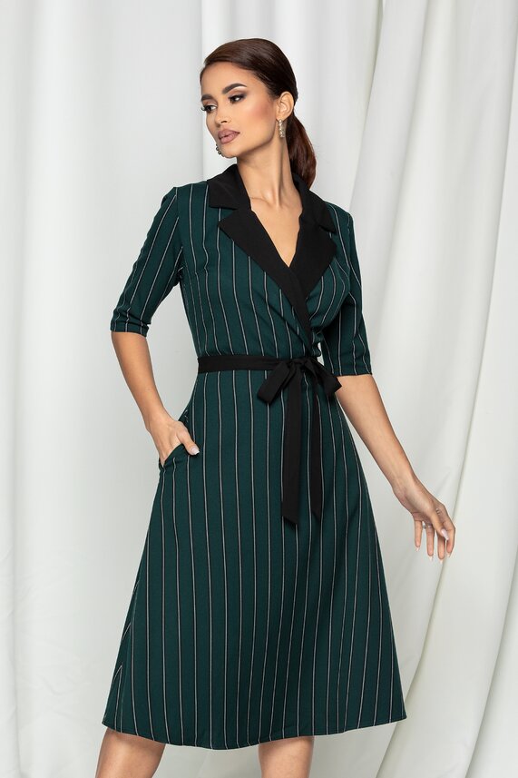 Rochie verde office midi     Andreea